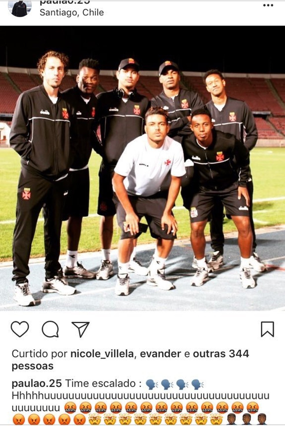 Foto e legenda que causaram polÃªmica no Vasco (Foto: reproduÃ§Ã£o/instagram/paulao)