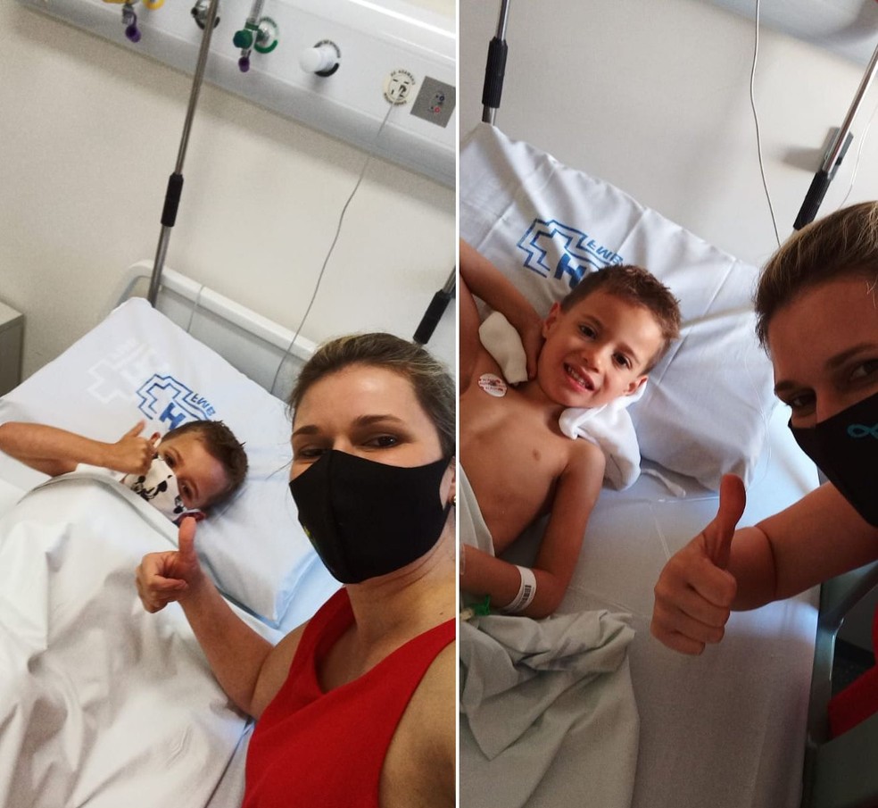 Thomaz precisou passar pela cirurgia de adenoide e retirada de amígdala no hospital em Botucatu — Foto: Gabriela Borges / Arquivo pessoal 