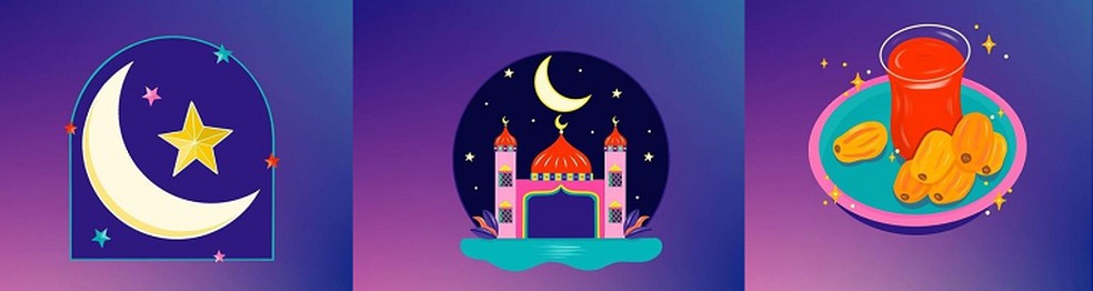 Figurinhas do Instagram em comemoração ao Ramadã, mês sagrado dos muçulmanos — Foto: Hala AlAbbasi/Reprodução/Instagram