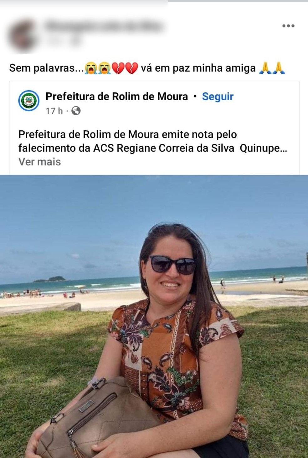 Servidora atingida por raio é homenageada por amigos — Foto: Redes Sociais/Reprodução