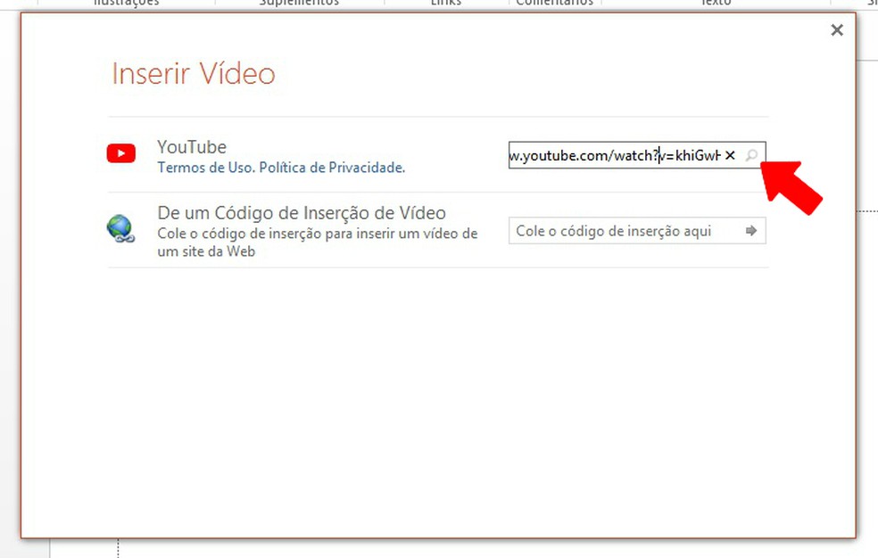 Pesquise por vídeos do YouTube para inseri-los nos slides (Foto: Reprodução/Rodrigo Fernandes)