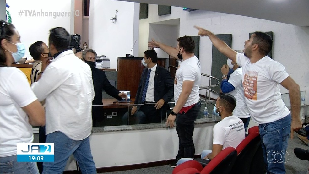 Sessão sobre a concessão do Jalapão na Assembleia Legislativa teve bate-boca — Foto: Reprodução/TV Anhanguera