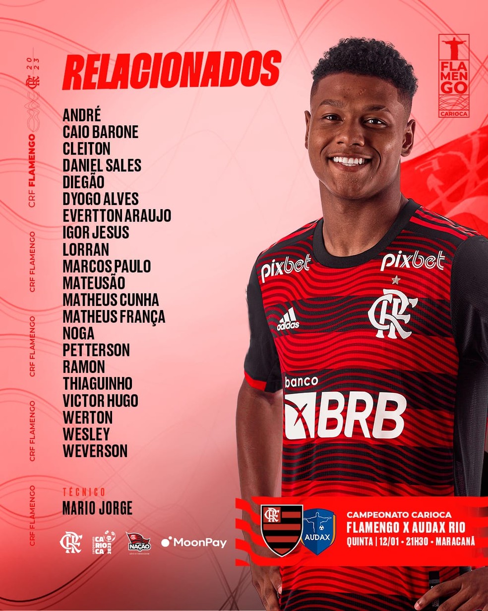 Relacionados do Flamengo para estreia no Carioca &mdash; Foto: Divulga&ccedil;&atilde;o / Flamengo