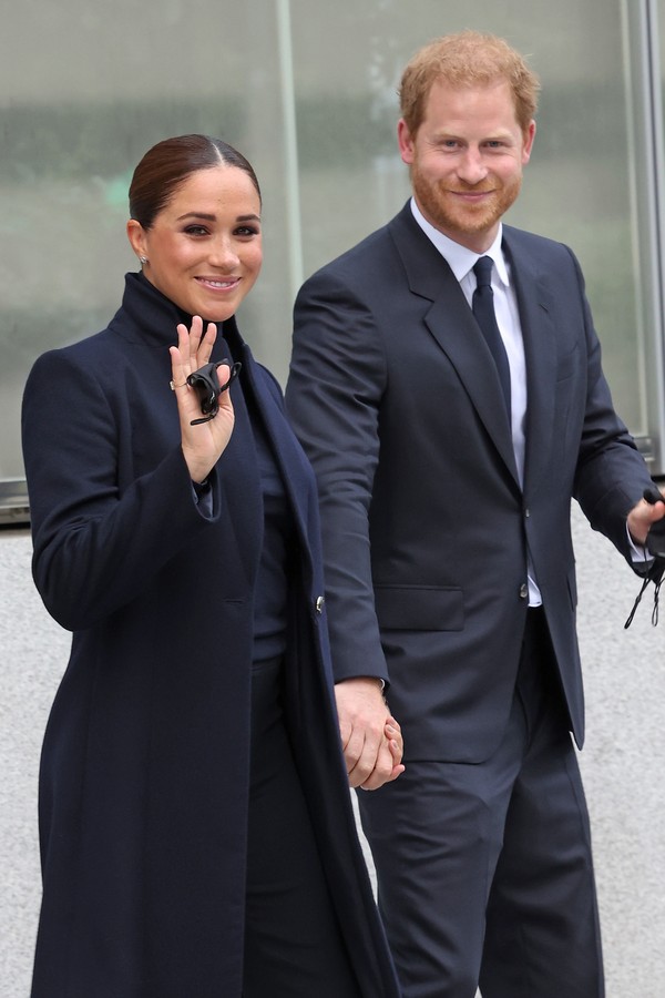 NEW YORK, NEW YORK - SEPTEMBER 23: Prince Harry, Duke of Sussex, and Meghan, Duchess of Sussex, visit One World Observatory on September 23, 2021 in New York City. (Photo by Taylor Hill/WireImage) (Foto: WireImage)