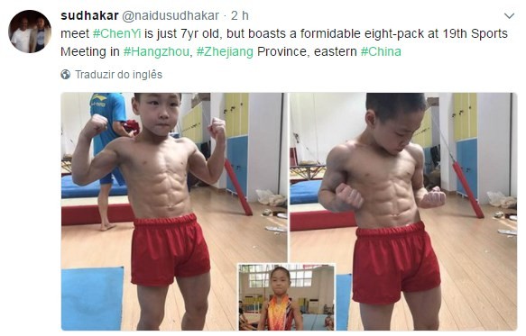 Menino de 7 anos chama aten&ccedil;&atilde;o por 'abdome trincado'