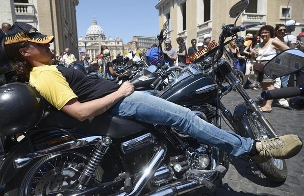 Festa de comemoração dos 110 anos da Harley Davidson, em Roma (Foto: Agência EFE)