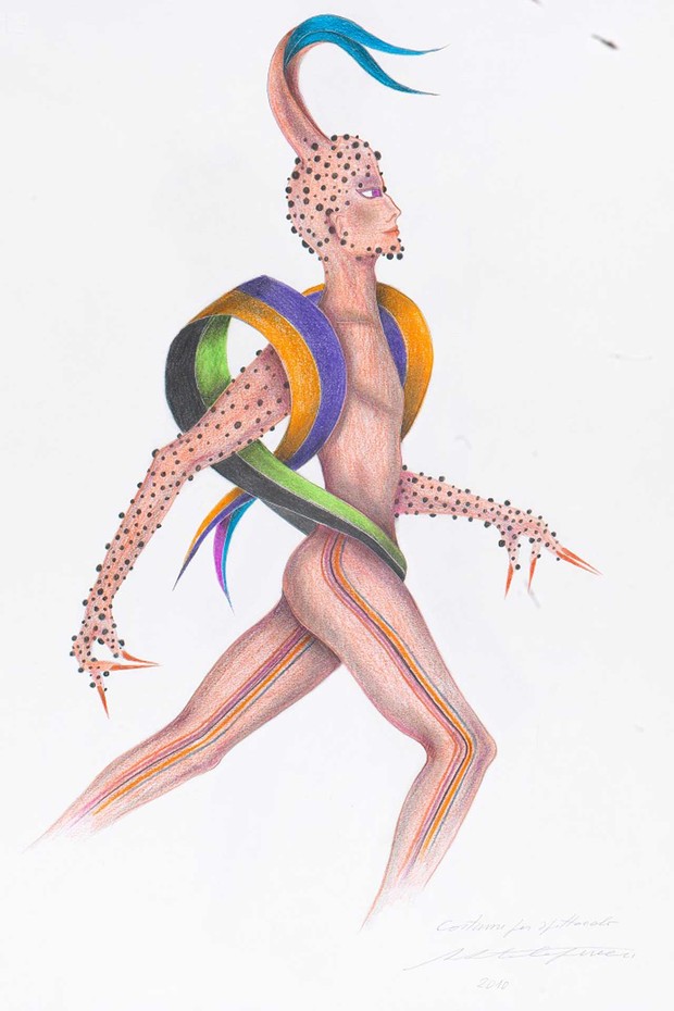 "Thiriambo", costume drawing by Roberto Capucci (Foto: ROBERTO CAPUCCI)