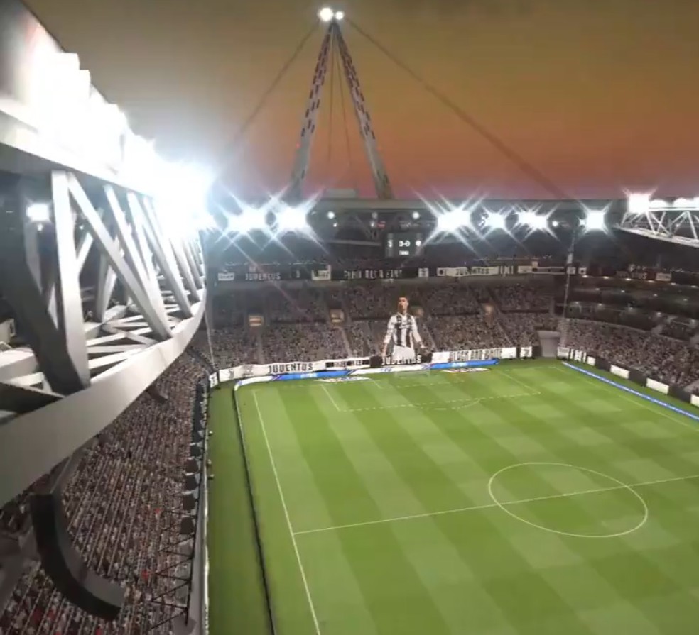 Imagem aberta do mosaico de Cristiano Ronaldo no estádio da Juventus — Foto: Reprodução