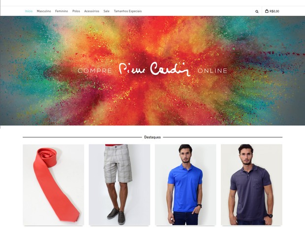 Visual do novo e-commerce da Pierre Cardin no Brasil (Foto: Divulgação)