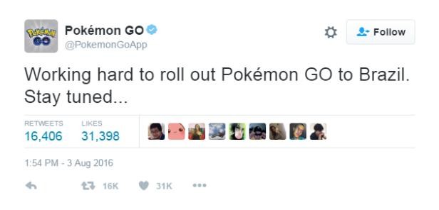 Pokemon Go tweet (Foto: Divulgação)