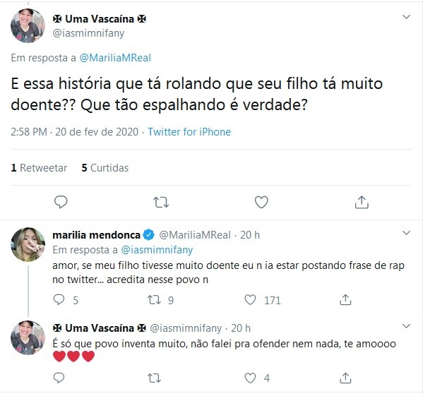Marília Mendonça esclarece rumor sobre estado de saúde do filho Léo (Foto: Reprodução/ Twitter)
