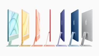 Apple lança nova linha de Macs. As novas versões da máquina possuem sete cores variadas  e novo design - mais fino e com leve inclinação.Divulgação