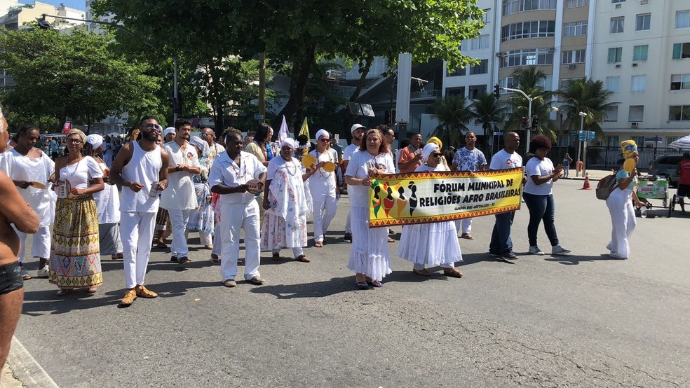 Ato pela liberdade religiosa em Copacabana â€” Foto: TV Globo