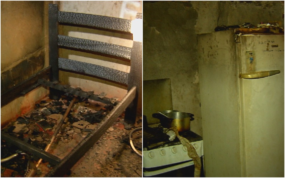 Incêndio deixou casa destruída e mulher com 80% do corpo queimado em Rio Verde, em Goiás — Foto: Reprodução/TV Anhanguera