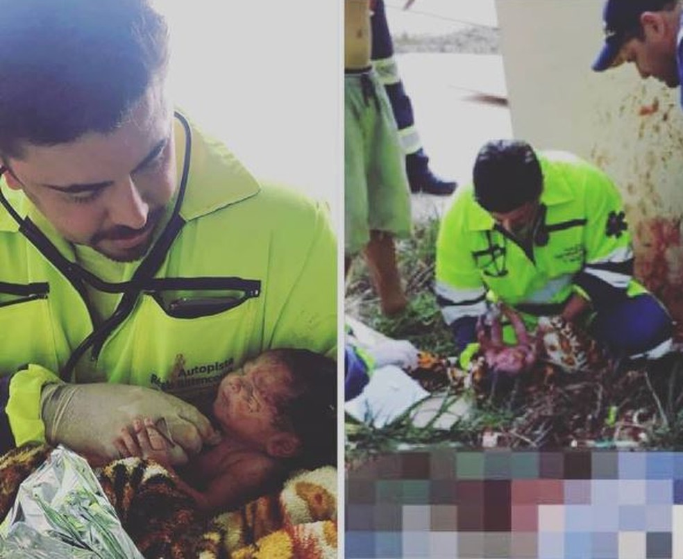 Médico Elton durante o resgate do bebê, na rodovia Régis Bittencourt (Foto: Divulgação/Arteris)