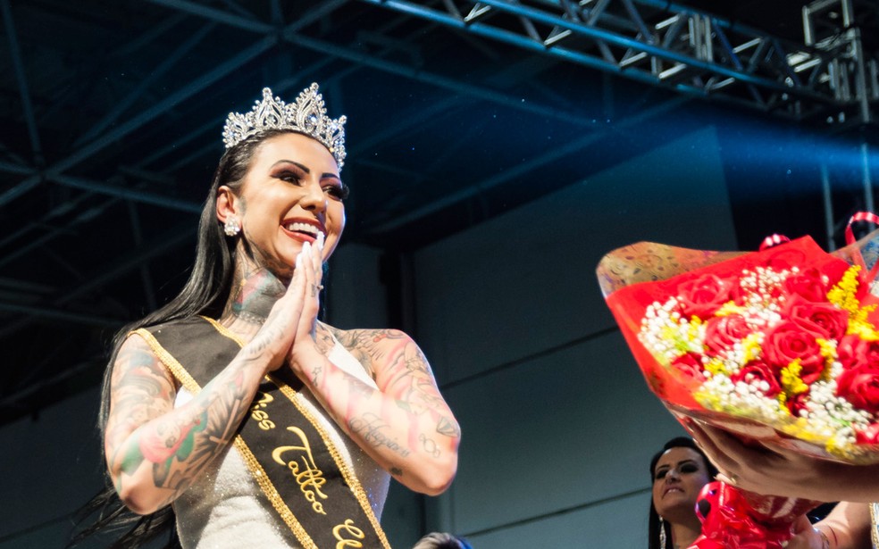 Melissa Ferraz Ã© eleita Miss Tattoo Week 2018 em SÃ£o Paulo â€” Foto: Ugo Victor (@foto_grafista)/Tattoo Week SP 