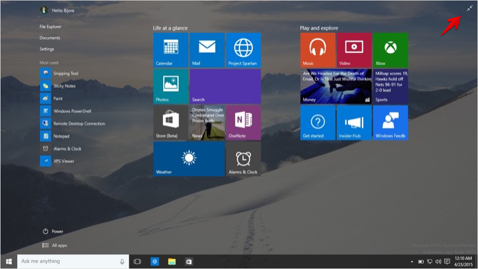 Colocando o menu Iniciar do Windows 10 em modo padrão (Foto: Reprodução/Helito Bijora)