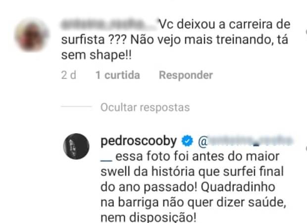 Pedro Scooby rebate seguidor (Foto: Reprodução/Instagram)