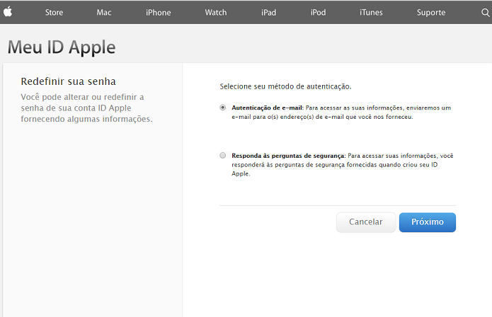 Preencha corretamente os campos solicitados para recuperar seu ID Apple (Foto: Reprodu??o/Thiago Barros)