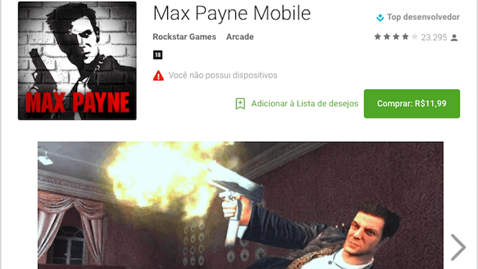 Max Payne Mobile está disponível na Google Play Store (Foto: Reprodução/Victor Teixeira)