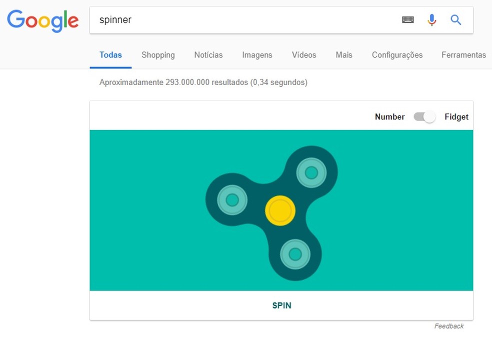 Google tem fidget spinner infinito na plataforma — Foto: Reprodução/Rodrigo Fernandes