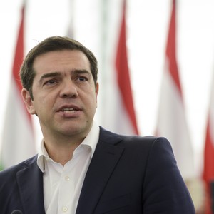 O primeiro-ministro da Grécia, Alexis Tsipras, durante reunião no Parlamento Europeu, na França (Foto: Dominique Hommel/GUE/NGL)