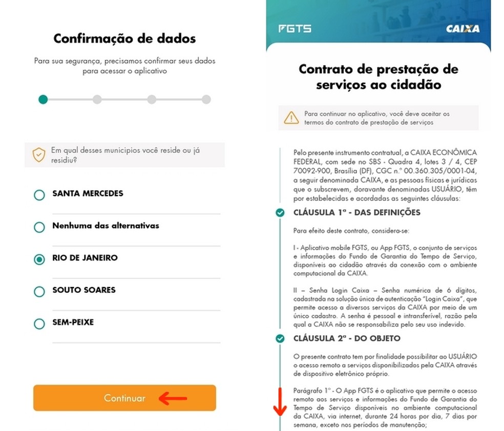 Confirma&ccedil;&atilde;o de identidade do trabalhador no aplicativo FGTS  &mdash; Foto: Reprodu&ccedil;&atilde;o/Raquel Freire