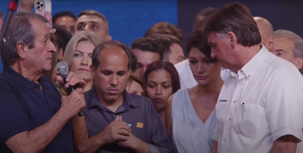 O presidente do PL, Valdemar Costa Neto, fez uma fala rápida no evento antes de passar o microfone para Bolsonaro — Foto: Reprodução/YouTube