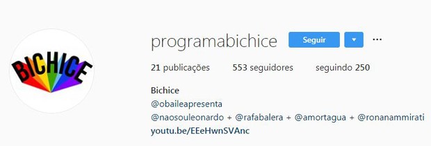 Programa Bichice, que Alexandre Mortágua apresenta com amigos na web (Foto: Reprodução/Instagram)