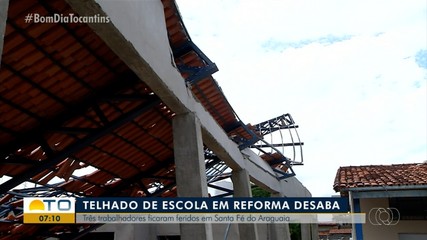 Trabalhadores ficam feridos com desabamento de telhado de escola em Santa Fé do Araguaia