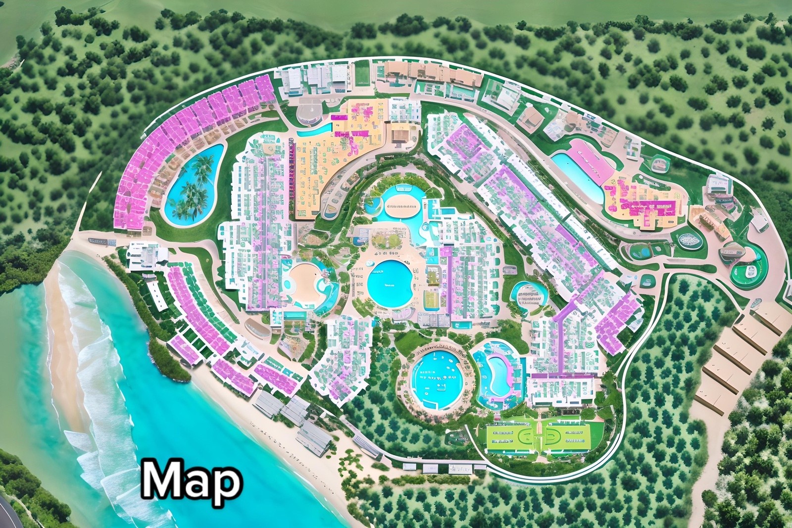 Mapa do resort inspirado em Hannah Montana — Foto: aipresence / TikTok / Reprodução