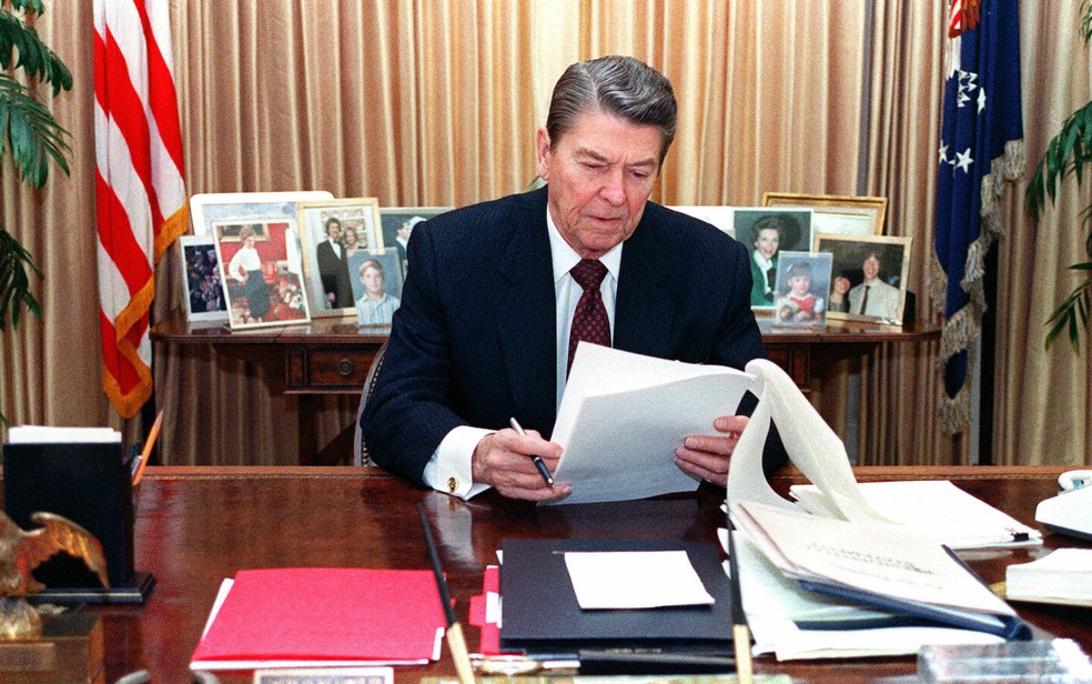 Ronald Reagan, ex-presidente dos EUA — Foto: Mike Sargent/AFP Files/AFP
