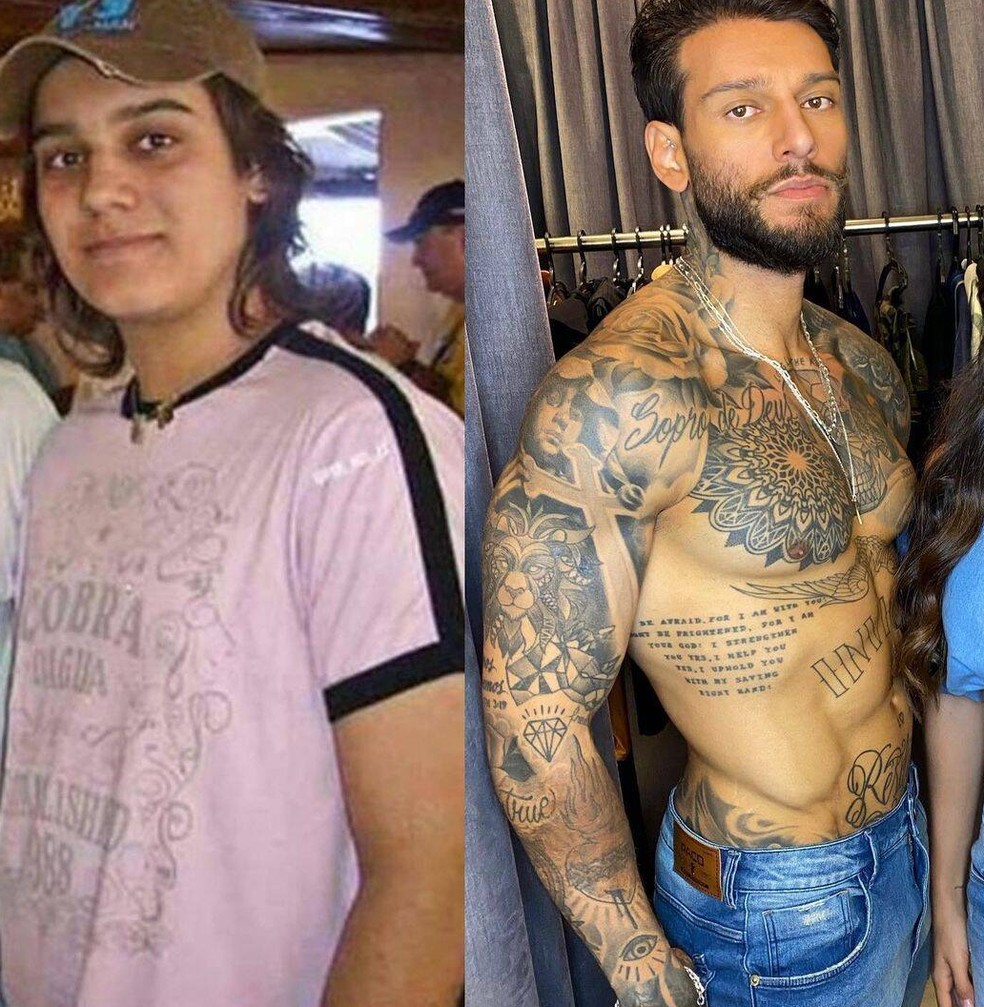 Lucas Lucco antes e depois — Foto: Reprodução/Instagram