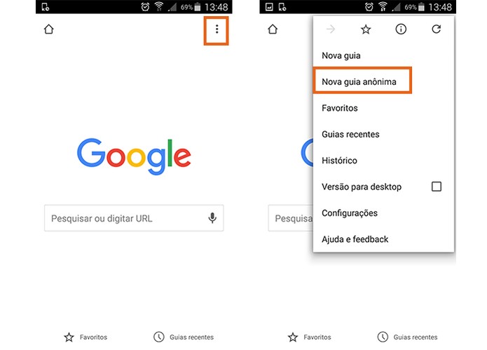 Abra uma guia anônima no Chrome para Android (Foto: Reprodução/Barbara Mannara)