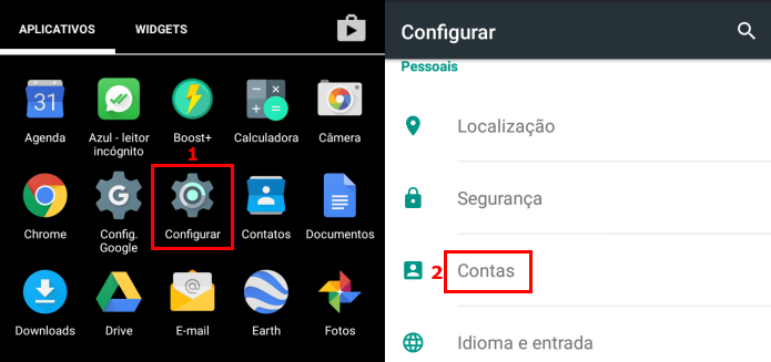 Acessando a configuração de contas no Android (Foto: Reprodução/Edivaldo Brito)