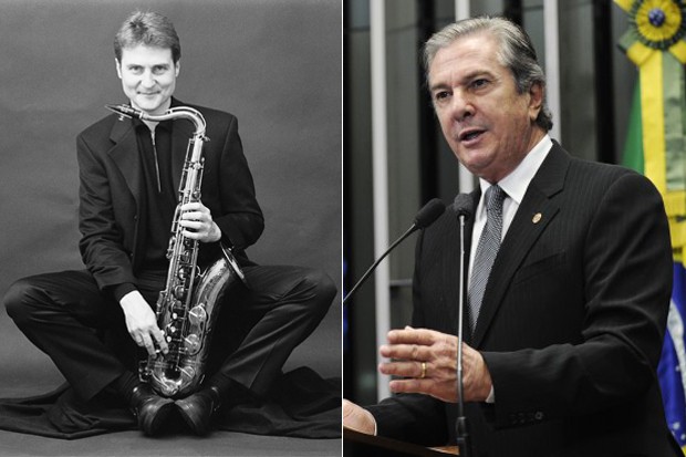 O saxofonista Tim Ries e o senador Fernando Collor (Foto: Reprodução)