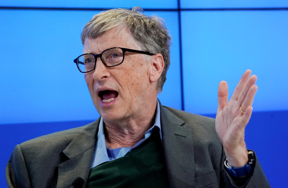 Bill Gates durante Fórum Econômico Mundial de 2018 em Davos. — Foto: Denis Balibouse/Reuters