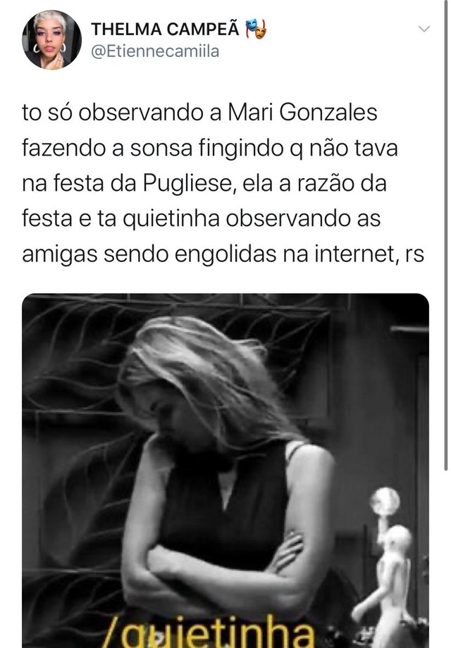 Silêncio de Mari Gonzalez após festa na casa de Gabriela Pugliesi vira meme (Foto: Reprodução/Instagram e Twitter)