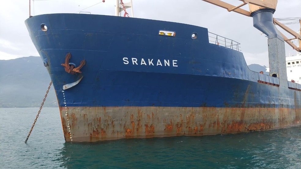 Navio panamenho em Caraguatatuba &mdash; Foto: Divulga&ccedil;&atilde;o/Inspe&ccedil;&atilde;o do Trabalho