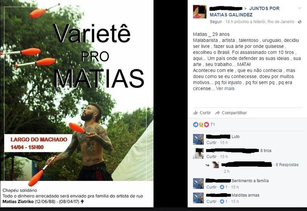 Morte de Matías Galindez Rodrigues gerou revolta e comoção nas redes sociais.  (Foto: Facebook/Reprodução)