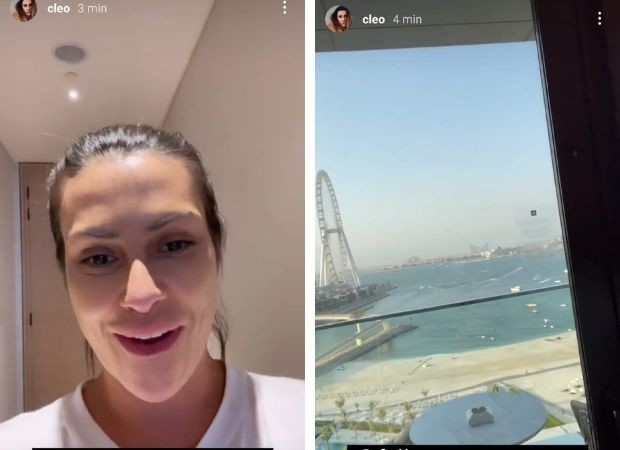 Cleo chega à Dubai com o marido, Leandro D'Lucca (Foto: Reprodução/Instagram)