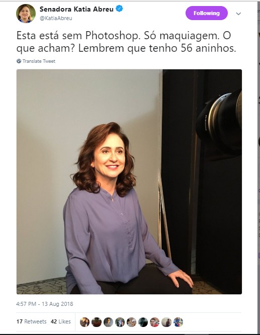 K tia Abreu acusada de abusar do Photoshop em imagem de