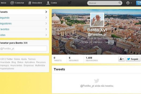 Papa agora está no Twitter (Foto: Internet/Reprodução)