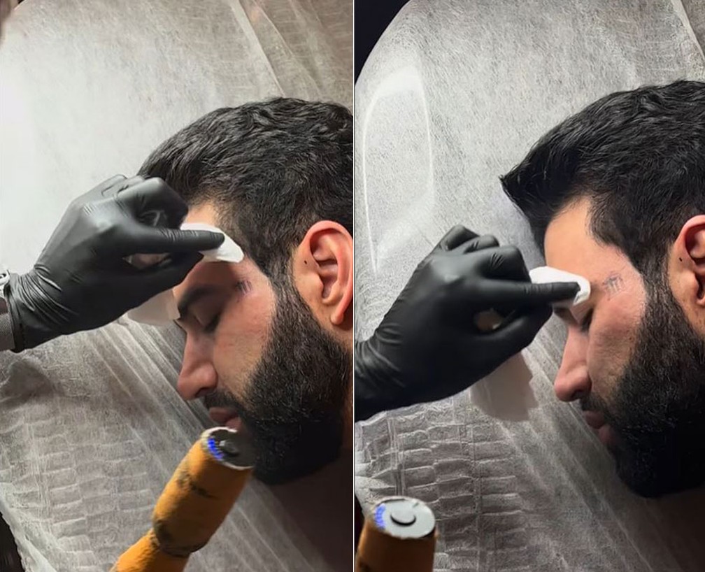 Gusttavo Lima faz tatuagem no rosto — Foto: Reprodução/Instagram