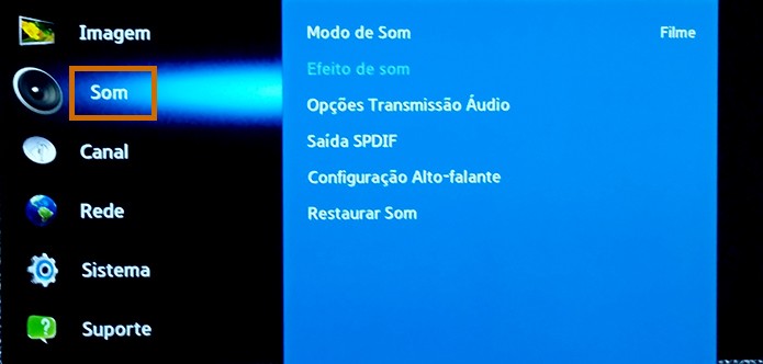 Acesse o menu de Som na Smart TV Samsung (Foto: Reprodução/Barbara Mannara)