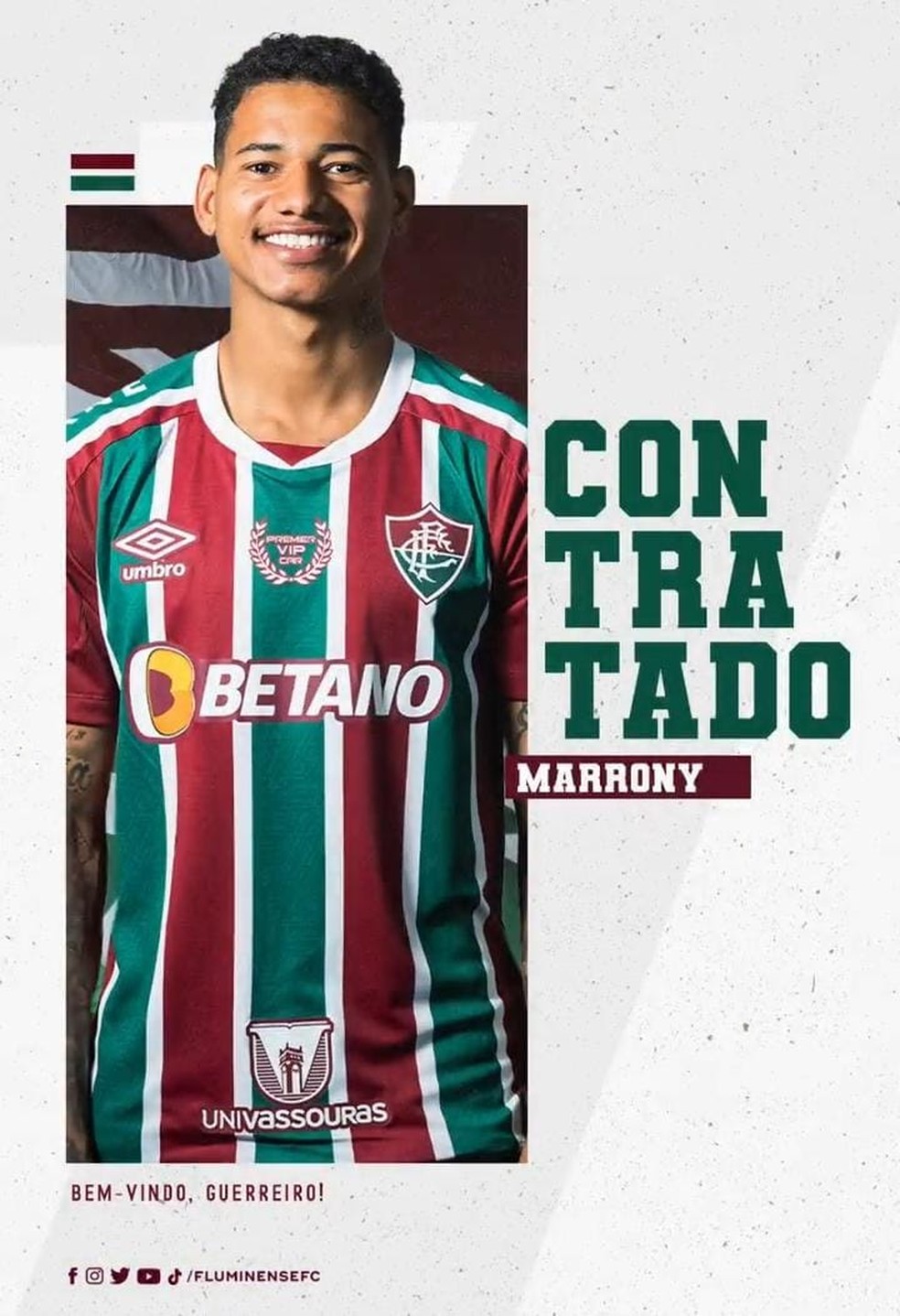 Anúncio oficial de Marrony pelo Fluminense — Foto: Divulgação / Fluminense