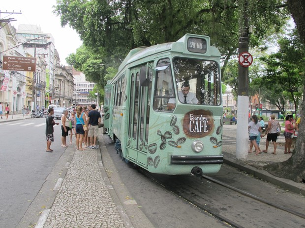 Bonde Café virou preferência entre turistas e moradores de Santos (Foto: LG Rodrigues / G1)