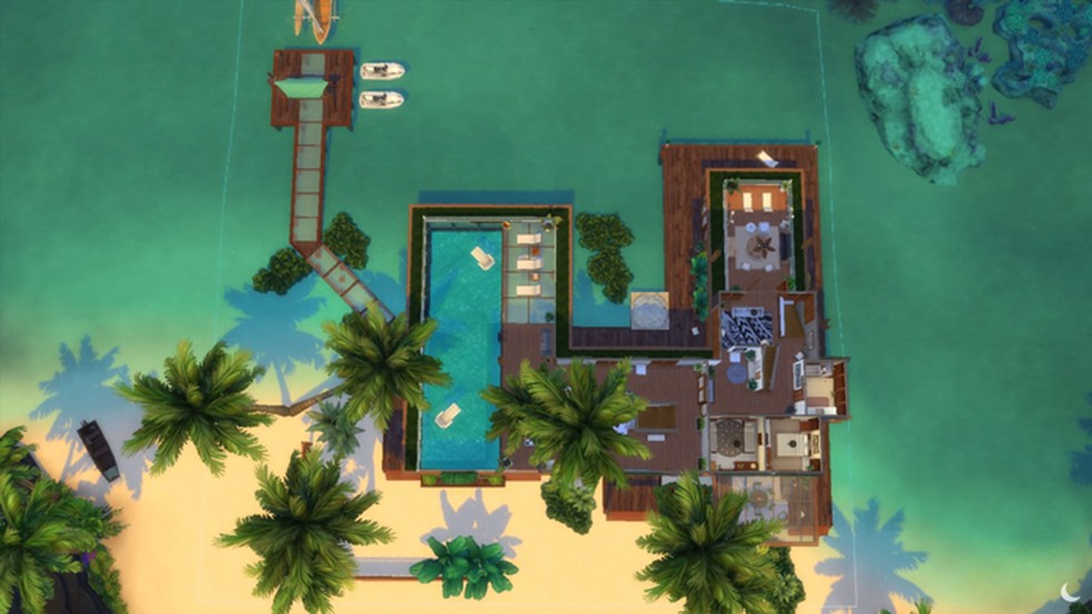 Visão superior da Mansão Tropical no The Sims 4 — Foto: Reprodução/Mawina/Youtube