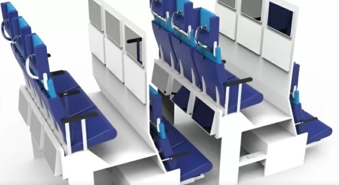 Voos do futuro podem ter fileiras de dois andares e opção de dormir no bagageiro (Foto: Divulgação/Crystal Cabin Award)