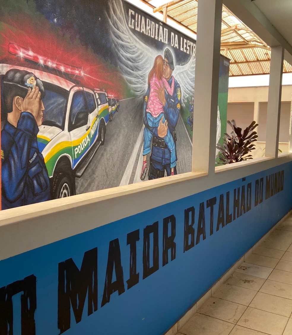 Mural está localizado em parede interna logo na entrada do 5º Batalhão da Polícia Militar em Porto Velho. — Foto: 5º BPM/Divulgação